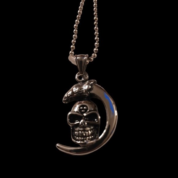 Gunmetal Skull Ball Bead Necklace - Picture 2 of 6